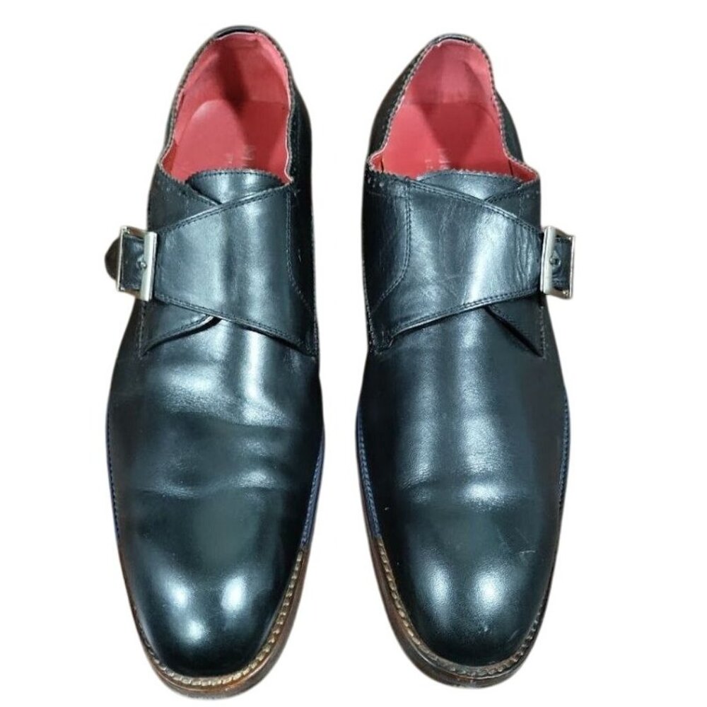 Moretti Black Label Leather Monk Strap Loafer Dress Shoes Men's Size 12
